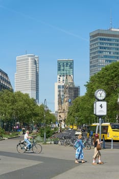 Berlin, Germany – May 01, 2025: Wittenbergplatz on Tauentzienstrasse, a busy square in the center of Berlin