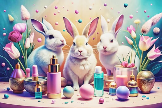cosmetics such as lipstick or powder applied to the face, used to enhance or alter the appearance