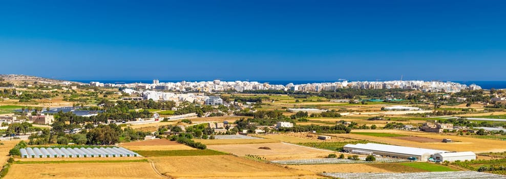 Beautiful panoramic landscape viewed from the town of Mdina, Malta.