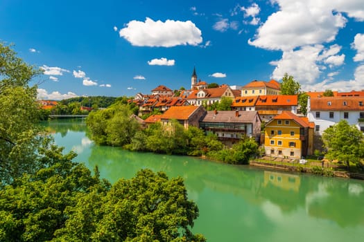 Beautiful view of Novo Mesto, a picturesque town in Slovenia.