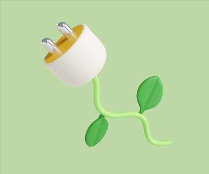 An eco-friendly plug design with a plant, representing sustainable energy solutions in a modern style.