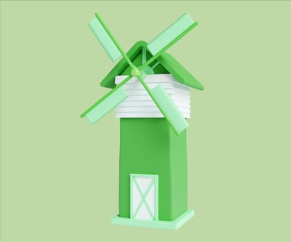 An eco-friendly windmill design symbolizing sustainable energy production in a minimalist style.