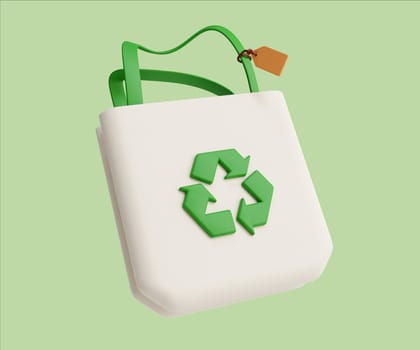 A stylish tote bag featuring a prominent recycling symbol, promoting eco-consciousness and sustainability. Perfect for green initiatives.