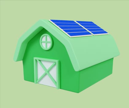 A cute eco-friendly house with solar panels, representing sustainable living solutions.