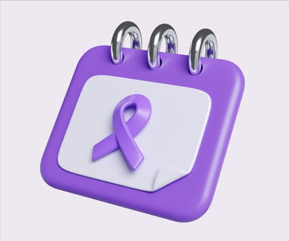 3d calendar global cancer awareness . World Cancer Day concept, February 4. Raise awareness, prevention, detection, treatment. Icon design 3d illustration.