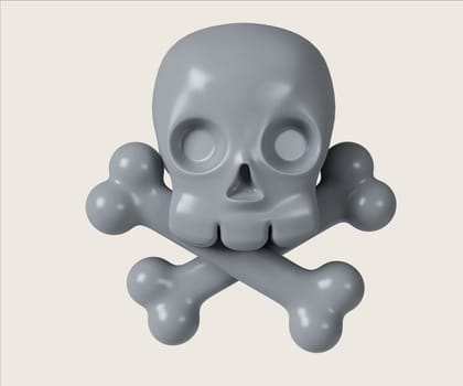 A stylized 3D render of a cautionary skull and crossbones symbol representing narcotics risk.