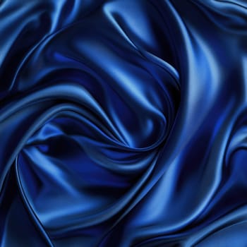 This striking blue silk showcases intricate folds and a glossy surface, ideal for tailoring upscale garments, accessories, and decor pieces in a stylish setting.