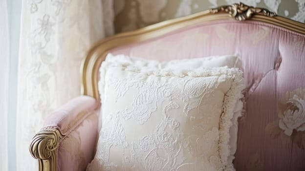 Opulent Baroque interiors with gilded four-poster beds, floral drapes, ornate furniture, and classical detailing, capturing a romantic old-world charm fit for an English noble manor