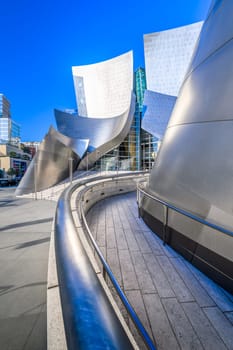 Los Angeles, United States - April 09, 2025 - entrance of the famous walt disney concert hall of los angeles