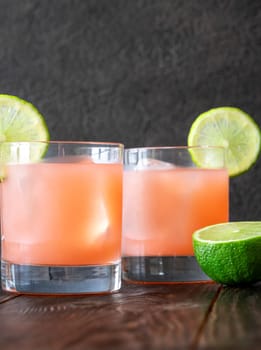 Guava, lime, and tequila blend in tropical harmony with citrus-laced elegance