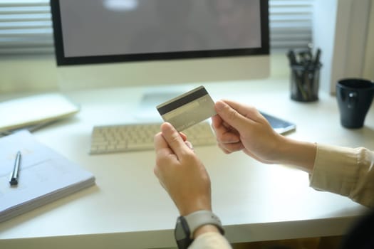Online shopping or digital banking activity at home.