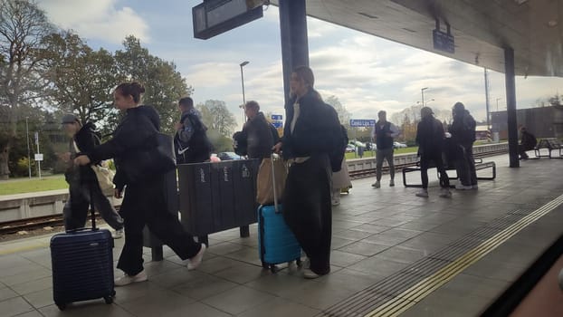 Cesca Lipa Chech Republic Europe October 18 2024 - Train station travelers people travel tourists tourism shotlisttravel editorial destination transport sign city street outdoor town . High quality photo platform place group
