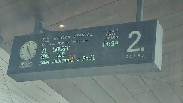 Cesca Lipa Chech Republic Europe October 18 2024 - Train station sign display travel tourism transport shotlisttravel outdoor editorial city town information transfer industry industrial platform place destination objects . High quality photo