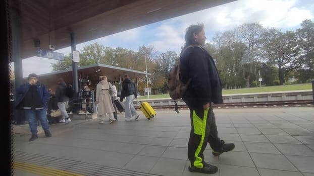 Cesca Lipa Chech Republic Europe October 18 2024 - Train station travelers people travel tourists tourism shotlisttravel editorial destination transport sign city street outdoor town . High quality photo platform place group