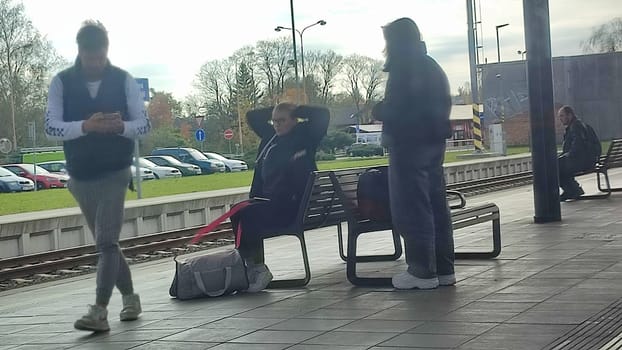 Cesca Lipa Chech Republic Europe October 18 2024 - People train platform. High quality photo