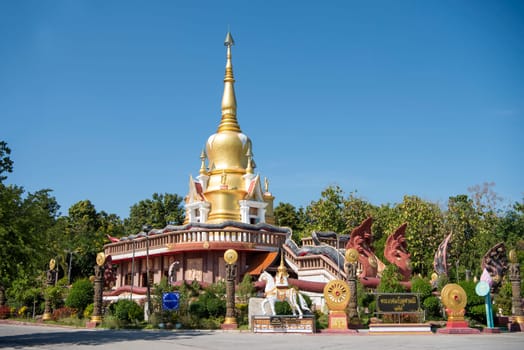 the Chedi at Wat Pa Kittiyanusorn in Amphoe Phu Wiang in  Province of Khon Kaen in Thailand. Thailand, Khon Kaen, December, 6, 2024