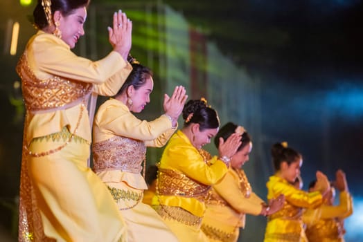Traditional Thai Dance at Silk Fair in City Centre of Khon Kaen Province Khon Kaen in Thailand. Thailand, Khon Kaen, December, 4, 2024