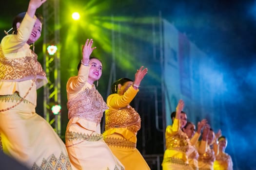 Traditional Thai Dance at Silk Fair in City Centre of Khon Kaen Province Khon Kaen in Thailand. Thailand, Khon Kaen, December, 4, 2024