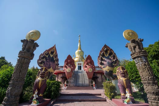 the Chedi at Wat Pa Kittiyanusorn in Amphoe Phu Wiang in  Province of Khon Kaen in Thailand. Thailand, Khon Kaen, December, 6, 2024