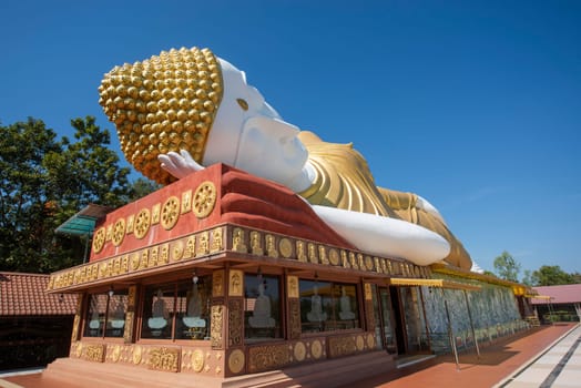 Reclining Buddha at Wat Pa Kittiyanusorn in Amphoe Phu Wiang in  Province of Khon Kaen in Thailand. Thailand, Khon Kaen, December, 6, 2024