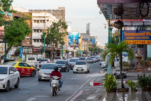 a road in the in City Centre of Khon Kaen and Province Khon Kaen in Thailand. Thailand, Khon Kaen, December, 8, 2024