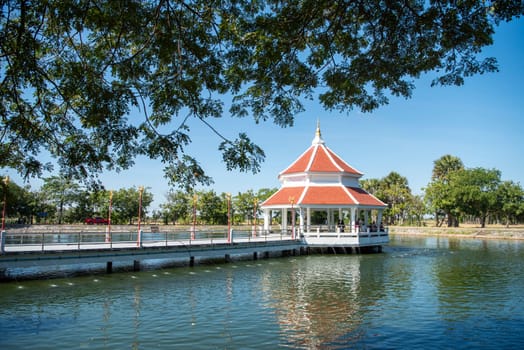 Park at Wat Phrathat Kham Kaen in the Province of Khon Kaen in Thailand. Thailand, Khon Kaen, December, 8, 2024