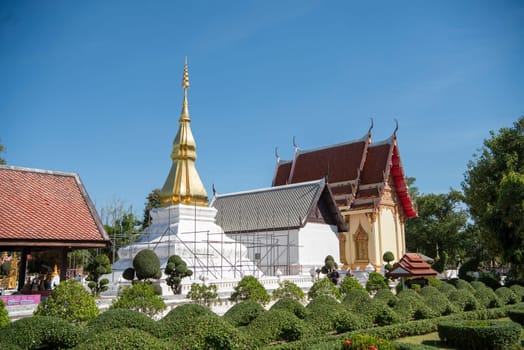Wat Phrathat Kham Kaen in the Province of Khon Kaen in Thailand. Thailand, Khon Kaen, December, 8, 2024