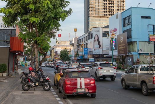 a road in the in City Centre of Khon Kaen and Province Khon Kaen in Thailand. Thailand, Khon Kaen, December, 8, 2024