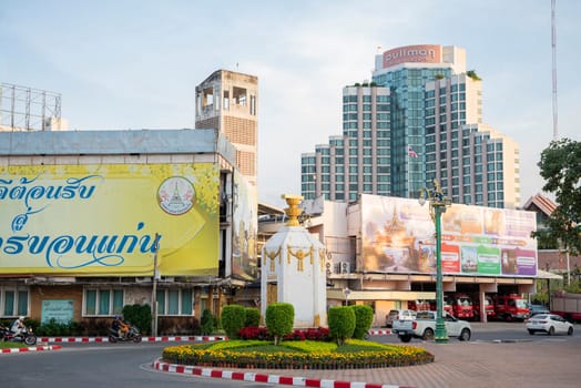 a roundabout in the in City Centre of Khon Kaen and Province Khon Kaen in Thailand. Thailand, Khon Kaen, December, 8, 2024