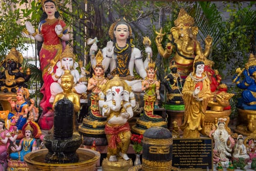 Figures at City Pillar Shrine in City Centre of Khon Kaen and Province Khon Kaen in Thailand. Thailand, Khon Kaen, December, 8, 2024