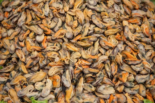 Seafood at Thai Food Market on Wat Saket Festival Fair in Bangkok in Thailand.  Thailand, Bangkok, November, 8, 2024.