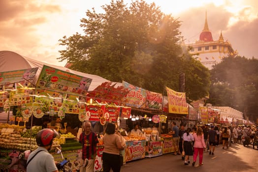 Thai Food Market at Golden Mount on Wat Saket Festival Fair in Bangkok in Thailand.  Thailand, Bangkok, November, 8, 2024.