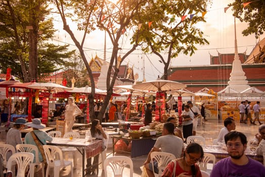 Thai Food Market at Wat Saket Festival Fair in Bangkok in Thailand.  Thailand, Bangkok, November, 8, 2024.