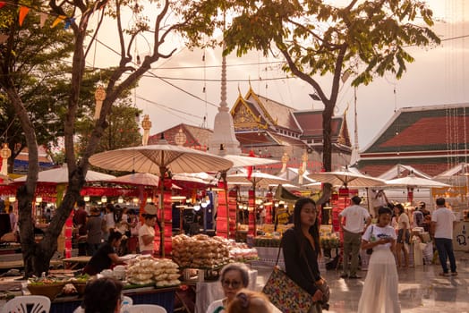 Thai Food Market at Wat Saket Festival Fair in Bangkok in Thailand.  Thailand, Bangkok, November, 8, 2024.