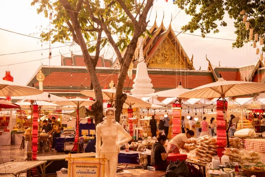 Thai Food Market at Wat Saket Festival Fair in Bangkok in Thailand.  Thailand, Bangkok, November, 8, 2024.