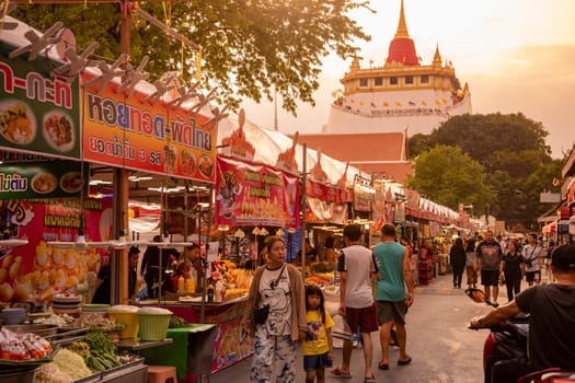Thai Food Market at Golden Mount on Wat Saket Festival Fair in Bangkok in Thailand.  Thailand, Bangkok, November, 8, 2024.