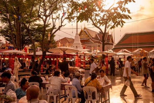 Thai Food Market at Wat Saket Festival Fair in Bangkok in Thailand.  Thailand, Bangkok, November, 8, 2024.