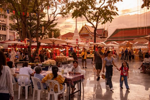 Thai Food Market at Wat Saket Festival Fair in Bangkok in Thailand.  Thailand, Bangkok, November, 8, 2024.