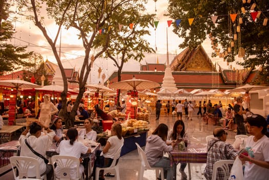Thai Food Market at Wat Saket Festival Fair in Bangkok in Thailand.  Thailand, Bangkok, November, 8, 2024.