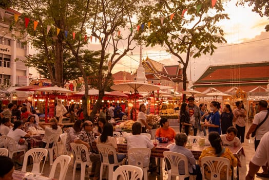 Thai Food Market at Wat Saket Festival Fair in Bangkok in Thailand.  Thailand, Bangkok, November, 8, 2024.