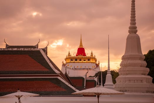 Ceremony on Golden Mount at Wat Saket Festival Fair in Banglamphu in Bangkok in Thailand.  Thailand, Bangkok, November, 8, 2024.