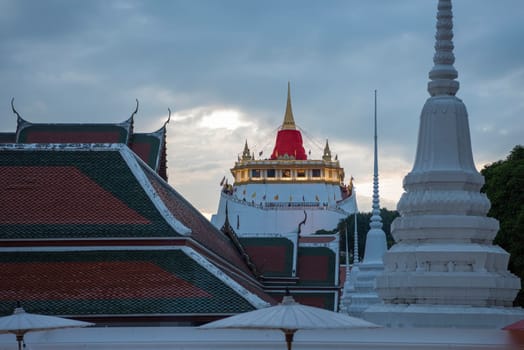 Ceremony on Golden Mount at Wat Saket Festival Fair in Banglamphu in Bangkok in Thailand.  Thailand, Bangkok, November, 8, 2024.