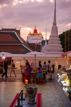 Ceremony on Golden Mount at Wat Saket Festival Fair in Banglamphu in Bangkok in Thailand.  Thailand, Bangkok, November, 8, 2024.