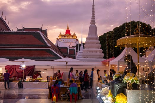 Ceremony on Golden Mount at Wat Saket Festival Fair in Banglamphu in Bangkok in Thailand.  Thailand, Bangkok, November, 8, 2024.