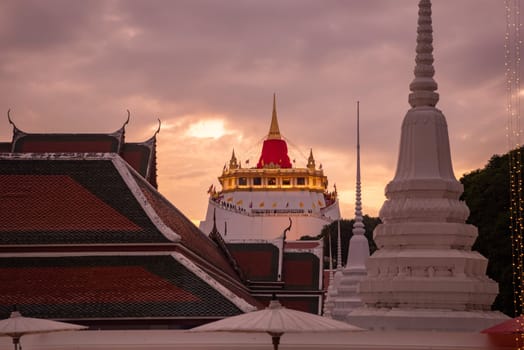 Ceremony on Golden Mount at Wat Saket Festival Fair in Banglamphu in Bangkok in Thailand.  Thailand, Bangkok, November, 8, 2024.