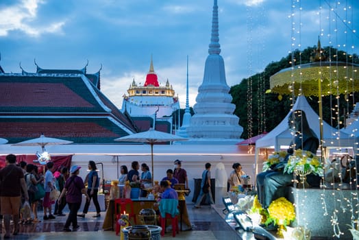 Ceremony on Golden Mount at Wat Saket Festival Fair in Banglamphu in Bangkok in Thailand.  Thailand, Bangkok, November, 8, 2024.