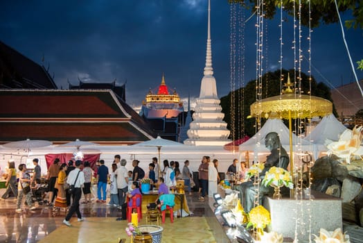 Ceremony on Golden Mount at Wat Saket Festival Fair in Banglamphu in Bangkok in Thailand.  Thailand, Bangkok, November, 8, 2024.