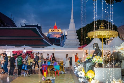 Ceremony on Golden Mount at Wat Saket Festival Fair in Banglamphu in Bangkok in Thailand.  Thailand, Bangkok, November, 8, 2024.
