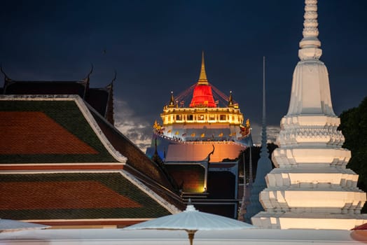 Ceremony on Golden Mount at Wat Saket Festival Fair in Banglamphu in Bangkok in Thailand.  Thailand, Bangkok, November, 8, 2024.