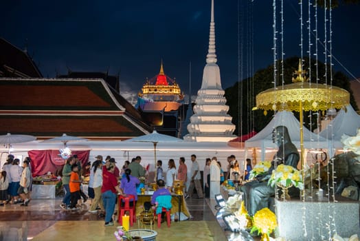 Ceremony on Golden Mount at Wat Saket Festival Fair in Banglamphu in Bangkok in Thailand.  Thailand, Bangkok, November, 8, 2024.